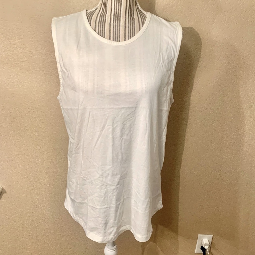 NWT Threads 4 Thought Muscle Tee Large White Tank Organic Cotton Recycled Poly
